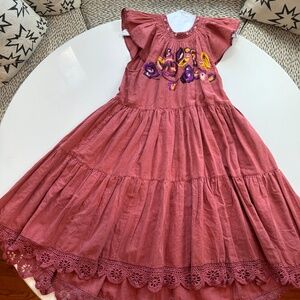 ULLA JOHNSON Embroidered Linen Cotton Dress